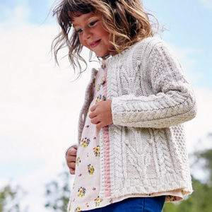 MINI BODEN Cable Cardigan Oatmeal 6-7Y